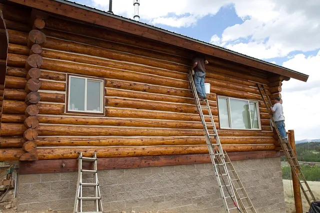 Log cabin exterior work in progress